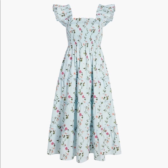 Hill House Blue Floral Midi Dress - Picture 1 of 4